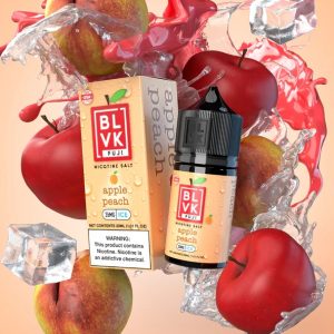 BLVK 蘋果水蜜桃冰煙油瓶身照、獨角獸果味煙油展示圖